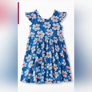 Hanna Andersson Floral Blue Dress with Red Accents